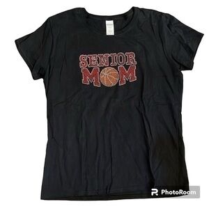GILDAN Basketball Rhinestone Senior‎ T Shirt Short Sleeve Black Size XL